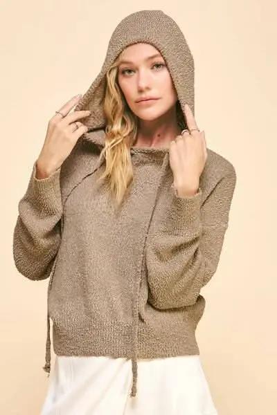 Cozy Drop Shoulder Hooded Sweater by Davi & Dani - Love Salve